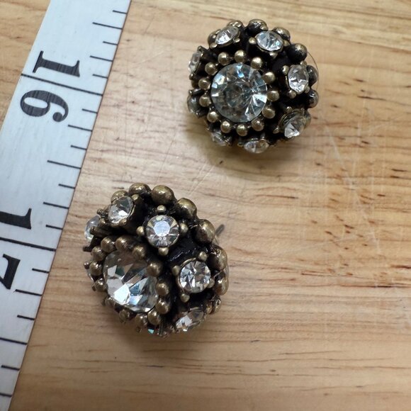 Banana Republic Crystal Cluster Stud Earrings Vintage-Inspired Gold-Tone - Picture 10 of 10